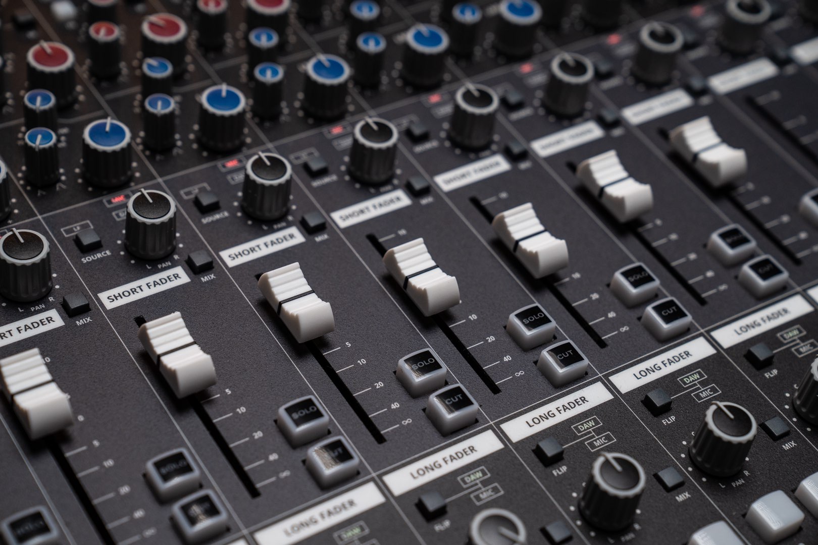Audient ASP4816 Heritage Edition console, channel strip detail